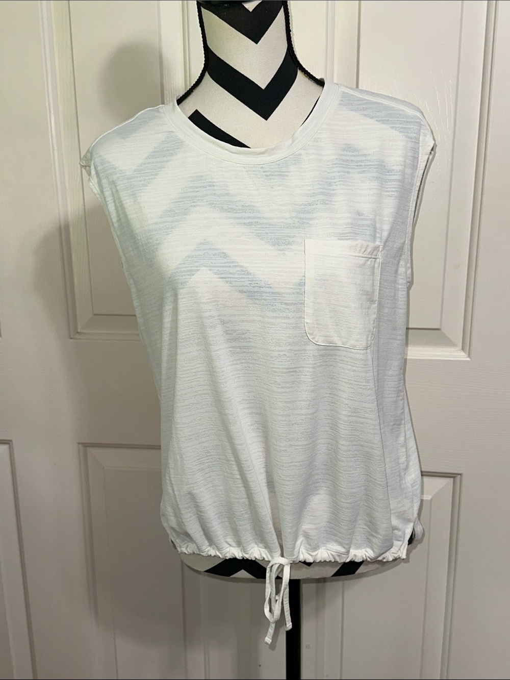 Title Nine White Drawstring Pocket Sleeveless Top